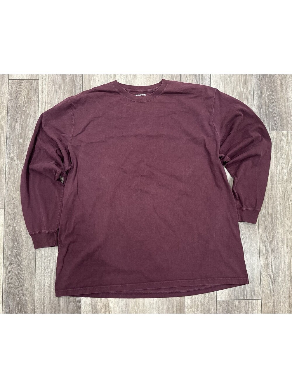 Carhartt Mens Burgundy Logo Sleeve Loose Fit Long Sleeve Size 3xl